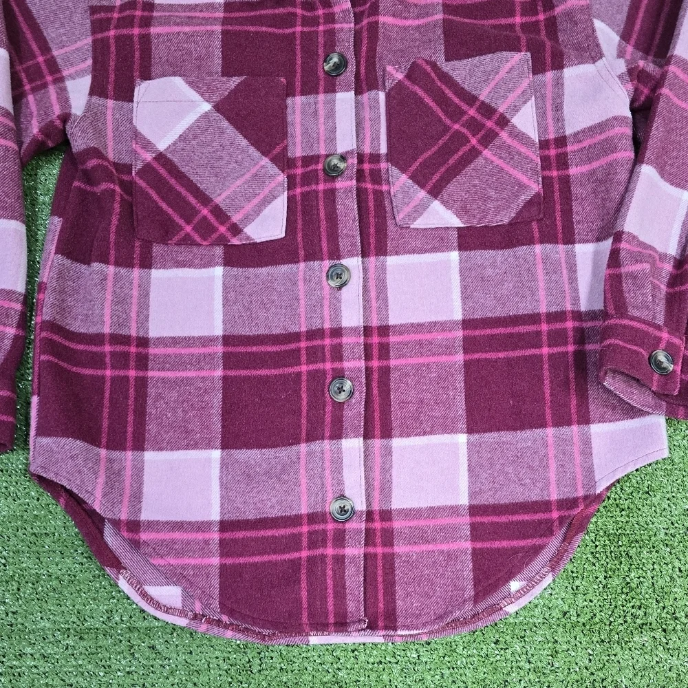 Sugar & Jade Girls Size L 12\14 Wool Blend Sugar Plum Plaid Button Down Jacket